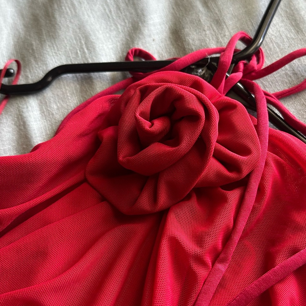 NWT Bobbles and Lace Not Your Girl Red Halter Neck Dress (Small)